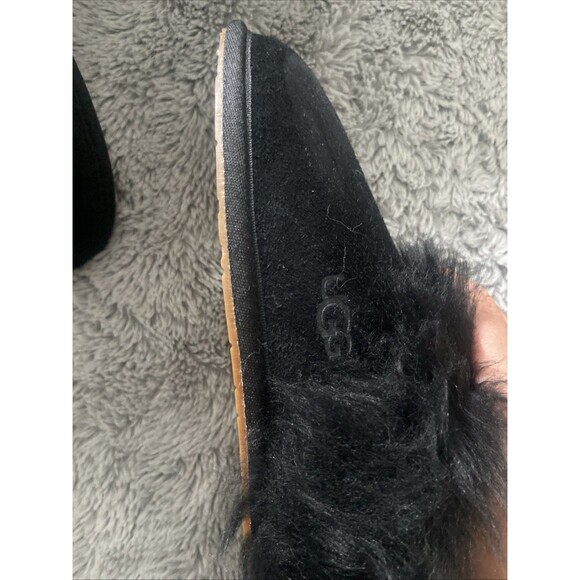 New Women's 100% UGG Scuff Sis Fluffy Fuzzy Slipper Sandals Shoes Black Size 10 - Picture 12 of 16